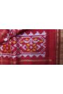 Ikat Silk Cream Saree With Florals And Diamonds In Checks Border