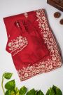 Designer Organza Red Saree