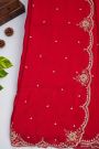Designer Shimmer Georgette Red Saree