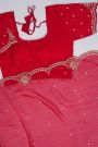 Designer Shimmer Georgette Red Saree
