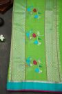 Zari Kota Parrot Green Saree