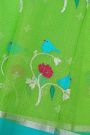 Zari Kota Parrot Green Saree