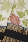 Kancheepuram Eco Print Silk Off White Saree
