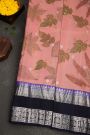 Kancheepuram Eco Print Silk Peach Saree