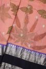 Kancheepuram Eco Print Silk Peach Saree