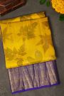 Kancheepuram Eco Print Silk Yellow Saree