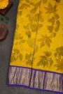 Kancheepuram Eco Print Silk Yellow Saree
