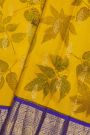 Kancheepuram Eco Print Silk Yellow Saree