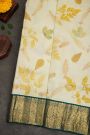 Kancheepuram Eco Print Silk Off White Saree