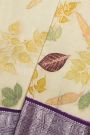 Kancheepuram Eco Print Silk Cream Saree