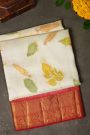 Kancheepuram Eco Print Silk Off White Saree
