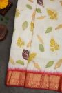 Kancheepuram Eco Print Silk Off White Saree