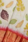 Kancheepuram Eco Print Silk Off White Saree