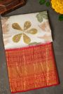 Kancheepuram Eco Print Silk Off White Saree