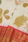 Kancheepuram Eco Print Silk Off White Saree