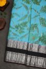Kancheepuram Eco Print Silk Sky Blue Saree