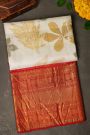 Kancheepuram Eco Print Silk Off White Saree