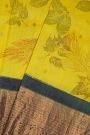Kancheepuram Eco Print Silk Yellow Saree