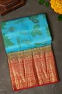 Kancheepuram Eco Print Silk Sky Blue Saree