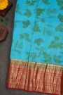 Kancheepuram Eco Print Silk Sky Blue Saree