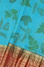 Kancheepuram Eco Print Silk Sky Blue Saree
