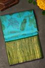 Kancheepuram Eco Print Silk Sky Blue Saree