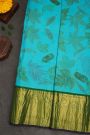 Kancheepuram Eco Print Silk Sky Blue Saree