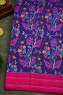 Ikat Silk Navy Blue Saree
