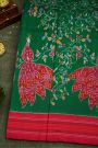 Ikat Silk Bottle Green Saree