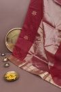 Chanderi Sico Red Saree