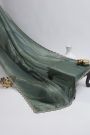 Designer Satin Organza Bottle Green Saree