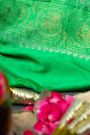Bandhani Silk Parrot Green Saree