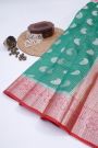 Designer Chiniya Bottle Green Saree