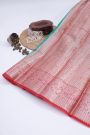 Designer Chiniya Bottle Green Saree