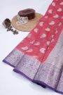 Designer Chiniya Red Saree