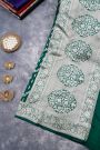 Matka Silk Bottle Green Saree