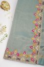 Designer Organza Grey Saree