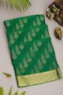 Mysore Crepe Dark Green Saree