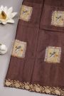 Designer Tussar Brown Saree