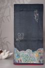 Designer Tussar Dark Grey Saree