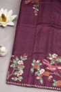 Designer Tussar Wine Saree