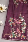 Designer Tussar Wine Saree