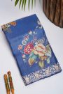 Designer Tussar Blue Saree