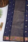 Designer Tussar Navy Blue Saree