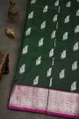Venkatagiri Silk Bottle Green Saree