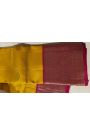 Kancheepuram Silk Mustard Saree With Zari Lines Body Contrast Border