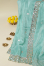 Designer Crepe Sea Green Saree