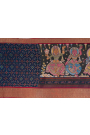 Kanchi Ikat Silk Kalamkari Printed Graphite Grey Saree