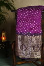 Bandhani Silk Purple Saree