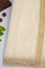Designer Organza Cream Saree